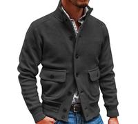 Chaqueta de hombre Cárdigan Elegante Casual Deportiva Delgada Transpirable Senderismo Moderno Chaleco Simple Streetwear Stand Collar Vintage Cómodo Bomber Slim Fit para el Tiempo Libre, Negro , XXXL