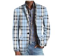 Chaqueta de hombre con cuello en V con estampado étnico retro Blazer Casual Business Top Ligero Monopecho Chaquetas Ligero Ajuste Regular Slim Fit Clásico Primavera Verano Vestido Simple, turquesa