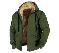 Chaqueta de hombre de invierno para hombre, color puro, sudadera con capucha de tela marrón, chaqueta de forro polar, para otoño e invierno, cálido, informal, deportivo, moderno, imprescindible, Verde