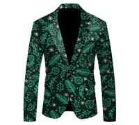 Chaqueta De Hombre De Navidad-Chaqueta De Navidad para Hombre-Hombres Navidad De Nieve Santa Impreso Bolsillo Solapa BotóN Traje Chaqueta Traje (Dark Blue, XL)