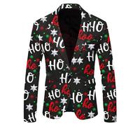 Chaqueta De Hombre De Navidad-Chaqueta De Navidad para Hombre-Hombres Navidad De Nieve Santa Impreso Bolsillo Solapa BotóN Traje Chaqueta Traje (White, XL)