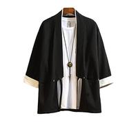 Chaqueta de hombre Kimono japonés para hombre, ropa de kimono para hombre, camisa de kimono Yukata Haori, abrigo casual, cárdigan negro, talla 5XL