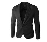 Chaqueta De Hombre Manga Larga, Blazer Casual Con Botones Slim Fit Ligero, Traje Formal Elegante, Negocios De Solapa Con Bolsillos, Negro, M