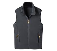 Chaqueta de hombre soldado Chaqueta suave y cálida con cremallera Cuello alto Chaqueta de terciopelo de cordero con abrigos sin mangas gabardina azul oscuro para hombre, gris, XXL