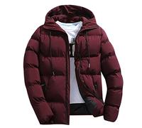 Chaqueta de invierno acolchada para hombre - Abrigo de plumón aislante cálido engrosado resistente al viento con capucha impermeable, chaquetas puffer ligeras acolchadas cálidas lisas con cremallera