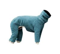 Chaqueta de invierno antipérdida de terciopelo para perros pequeños, con cuello alto, de cuatro patas, para perros pequeños, aspecto de diseñador masculino (azul, M)