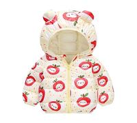 Chaqueta de invierno cálida para niños y niñas, con orejas de oso, dibujos animados, conejo, perro, fresa, amarillo, 18-24 meses