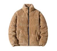 Chaqueta de invierno de pana para hombre, chaqueta acolchada de forro polar | Chaquetas acolchadas de invierno para hombre con cuello alto, suaves, holgadas, cómodas, informales, térmicas para exteriores