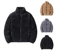 Chaqueta de invierno de pana para hombre, chaqueta acolchada de forro polar | Chaquetas acolchadas de invierno para hombre con cuello alto, suaves, holgadas, cómodas, informales, térmicas para exteriores