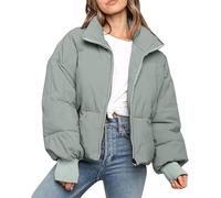 Chaqueta de invierno for adolescentes y niñas, chaqueta corta de plumón, ligera, negra, cálida, con cremallera, chaqueta acolchada for mujer, chaqueta de entretiempo, forrada, cuello alto, abrigo de i