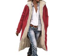 Chaqueta de invierno larga y cálida para mujer, chaqueta de invierno forrada con cremallera, chaqueta acolchada de manga larga, chaqueta de forro polar de peluche, parka monocolor, abrigo para