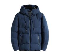 Chaqueta de invierno para hombre, cálida, acolchada, de algodón grueso, con capuierno para hombre, cálida, acolchada, de algodón grueso, con capucha, informal, de tallas grandes, color liso.