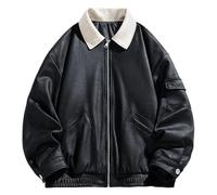 Chaqueta de invierno para hombre% chaqueta bomber Solapa chaquetas de ante Y2K Chaquetas de béisbol de piel sintética Chaqueta de entrenamiento de tallas grandes Chaqueta de primavera de corte holgado