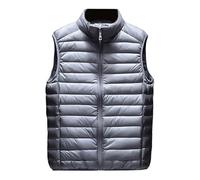Chaqueta de invierno para hombre con cuello alto, sin mangas, cálido, para trabajo y viajes, abrigos de invierno, gris, L