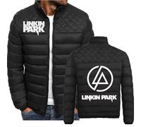 Chaqueta de Invierno para Hombre de Linkin Park,Ropa de Abrigo, Chaqueta de Plumas con Capucha, Chaqueta Ligera y cálida a la Moda, Chaqueta Deportiva de Felpa,Chaqueta térmica,Black-M