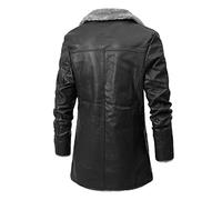 Chaqueta de invierno para hombre, impermeable, cortavientos, transpirable, abrigo largo de piel, gabardina larga, impermeable, traje retro de negocios, con solapa acolchada, chaqueta de piel de felpa