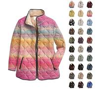 Chaqueta de invierno para mujer, chaqueta cálida de manga larga, ligera, chaqueta de entretiempo, con botones, bolsillos, chaqueta acolchada para exteriores con cuello alto, resistente al viento