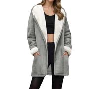 Chaqueta de invierno para mujer, chaqueta cálida, tallas grandes, chaqueta de forro polar, monocolor, cómoda sudadera con bolsillos, sudadera básica engrosada, chaqueta softshell de manga larga