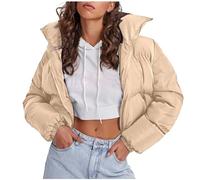 Chaqueta de invierno para mujer, chaqueta puffer corta, negra, invierno, cálida, acolchada, gruesa, chaqueta de otoño, cálida, para chicas adolescentes, chaqueta de transición, chaqueta de mujer
