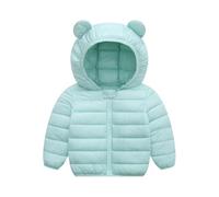 Chaqueta de invierno para niña, chaqueta acolchada con capucha y orejas de oso, chaqueta ligera para montañismo con cierre de cremallera, chaqueta de plumón ligera, 01-verde, 100