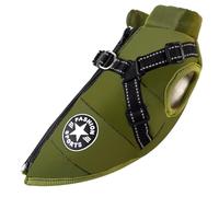 Chaqueta de invierno para perro, abrigo de algodón y poliéster, ropa de abrigo para perros medianos y grandes, impermeable, arnés reflectante, varios tamaños y colores (verde, M)