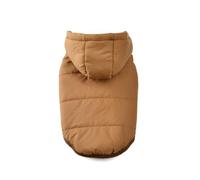 Chaqueta de invierno para perro con capucha, suave, cálida, forro polar, terciopelo, chaleco para cachorros, abrigo, gorro para mascotas, ropa resistente al frío, acolchado, disfraz de Yorkies (marrón