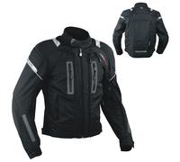 Chaqueta de la Moto de Cordura malla protectores impermeable 4 capas Negro