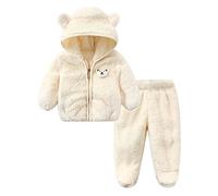 Chaqueta de Lana para bebé recién Nacido, Ropa de Invierno, Abrigo con Capucha, Tops con Orejas de, Pantalones, suéter, Conjunto de 2 uds. Abrigo Mangas