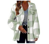 Chaqueta de lana para mujer genérica con forro polar chic - Chaqueta polar para mujer cálida, color Patchwork - Abrigo con cuello Rabattu Sudadera con botones y varios bolsillos, chaquetas de manga