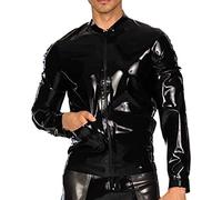 Chaqueta De Látex Con Bolsillos Con Cremallera Y Abrigo De Goma Con Cuello Alto,Blanco,METRO