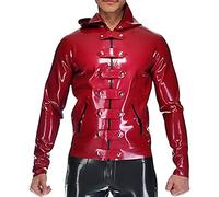 Chaqueta De Látex Con Cremalleras En Los Bolsillos, Sudaderas Con Capucha, Cinturón En La Parte Delantera, Abrigo De Goma, Prendas De Abrigo,Púrpura,XXL