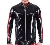 Chaqueta De Látex Con Puños, Cremallera, Bolsillos Delanteros, Cuello Vuelto, Cinturón En La Parte Inferior, Abrigo De Goma, Top De Ropa,Blanco,XXL