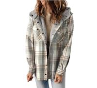 Chaqueta de leñador para mujer con capucha, blusa larga a cuadros para mujer, chaqueta de invierno forrada cálida, chaqueta de forro polar, chaqueta de manga larga con bolsillos, chaqueta de felpa