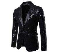 Chaqueta de lentejuelas brillantes para hombre, chaqueta de traje con purpurina brillante, casual, solapa con muescas, esmoquin de un botón, ajuste regular, traje para fiestas, bodas, banquetes