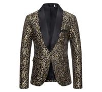 Chaqueta de lentejuelas para hombre, corte ajustado, jacquard, colorido, estampado de caballero, blazer brillante, para fiestas, esmoquin, chaqueta de traje de moda para bodas, bailes, clásicos