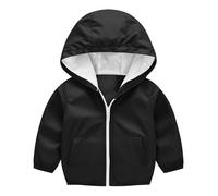 Chaqueta de lluvia con cremallera y cortavientos al aire libre para niños y niños para niños y niñas, Le Noir, 6-7 Años