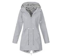 Chaqueta de lluvia genérica de gran tamaño para mujer impermeable con capucha, encerado mujer impermeable verano chaqueta impermeable a rayas capa protección solar gabardina de lluvia color sólido a