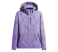 Chaqueta de lluvia genérica para mujer chaqueta impermeable chaqueta de mujer elegante patrón floral chaqueta de moda con bolsillos y forro con cremallera abrigos con capucha chaqueta media transición