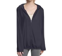 Chaqueta de lluvia para mujer impermeable con capucha ligera, chaqueta impermeable para mujer corta, manga larga protección solar gabardina ligera transpirable abrigo al aire libre diario S-7Xl, Negro