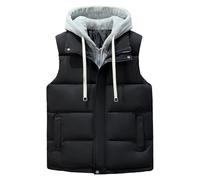 Chaqueta de los Hombres Invierno Cálido Chaleco De Punto Para La Moda Casual Sin Mangas Prendas De Abrigo Capa Térmica Suéter Abrigos, Negro , 3XL