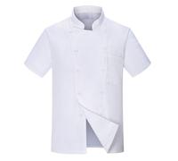 Chaqueta de manga corta para hombre, servicio de alimentos, catering, panaderos, chef, camarero, manga corta, espalda y axilas, malla cómoda, transpirable, camisas de verano para cocinar, trabajar, M