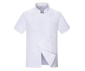 Chaqueta de manga corta para hombre, servicio de alimentos, catering, panaderos, chef, camarero, manga corta, espalda y axilas, malla cómoda, transpirable, camisas de verano para cocinar, trabajar, M