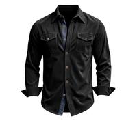 Chaqueta de manga larga para hombre, camisa de pana informal, con botones, vintage, estilo informal, ropa de trabajo, estilo de capa, camisa larga de ante con botones, para tiempo libre, trabajo