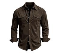 Chaqueta de manga larga para hombre, camisa de pana informal, con botones, vintage, estilo informal, ropa de trabajo, estilo de capa, camisa larga de ante con botones, para tiempo libre, trabajo