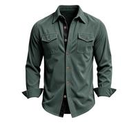 Chaqueta de manga larga para hombre, camisa de pana informal, con botones, vintage, estilo informal, ropa de trabajo, estilo de capa, camisa larga de ante con botones, para tiempo libre, trabajo