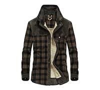 Chaqueta de manga larga para hombre con estampado a cuadros de invierno y otoño, con solapa, con botones, de manga larga, abrigo casual grueso con nombre, Ejercito Verde, L
