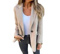 Chaqueta de mezcla de lana de color sólido para mujer, chaqueta de traje de mezcla de lana con solapa, chaqueta corta informal para la oficina, albaricoque, 4XL
