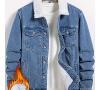 Chaqueta de Mezclilla Forrada para Hombre, chaqueta vaquera para otoño/invierno, estilo casual vintage y , ideal para uso diario y looks streetwear