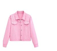 Chaqueta de mezclilla personalizada para mujer, chaqueta con nombre | Nombre y diseño personalizados, tachuelas de perlas, chaqueta vaquera corta, S-5XL, blanco, rosa, azul, negro, para mujer