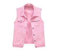 Chaqueta de mezclilla sin mangas para mujer negra - Chaleco de mezclilla para mujer de gran tamaño, chaleco de mezclilla con botones, chaqueta de entretiempo elegante, chaquetas de mezclilla